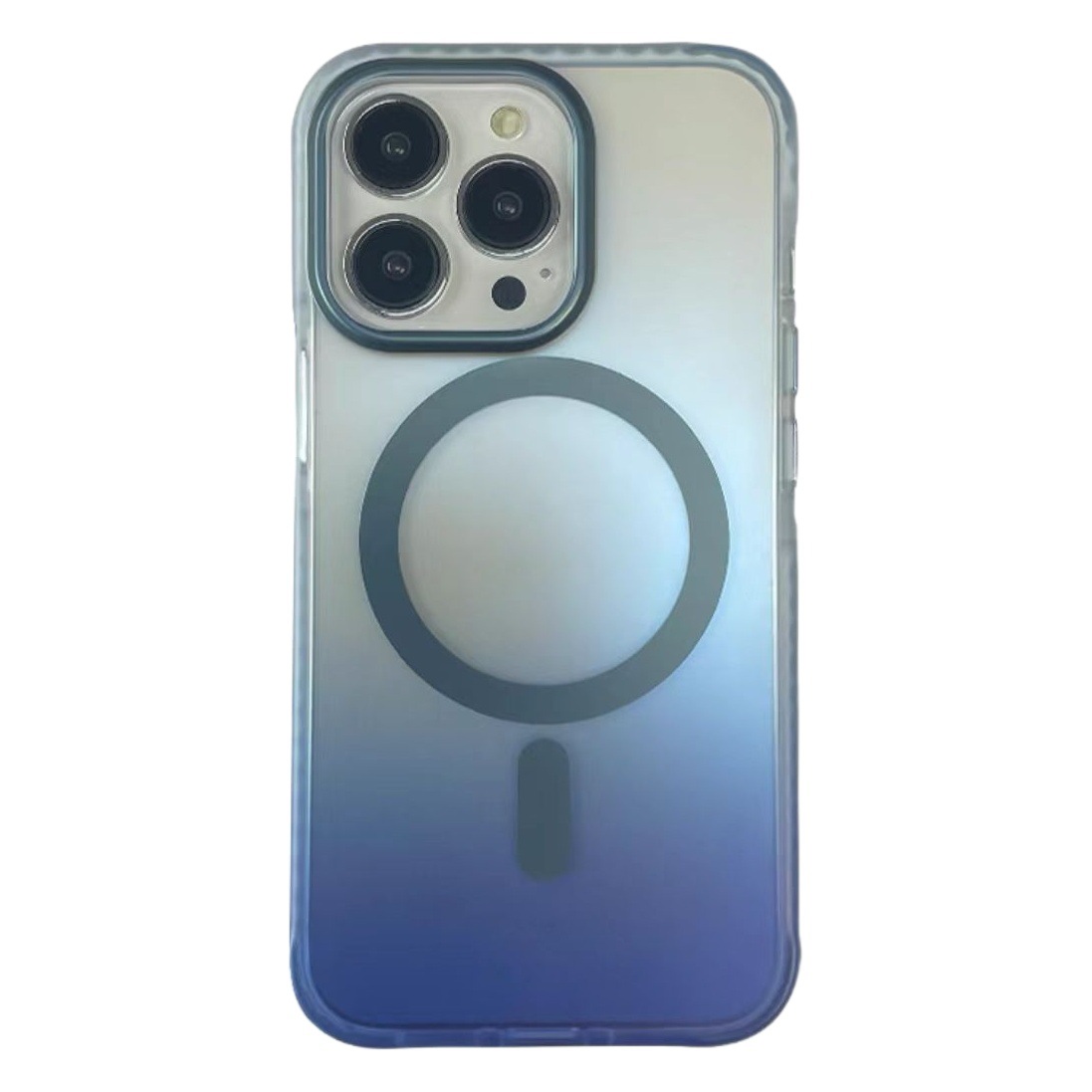 Funda para teléfono móvil semitransparente degradado iPhone15promax Apple 16 micro-esmerilado magnético estuche duro airbag de dos colores