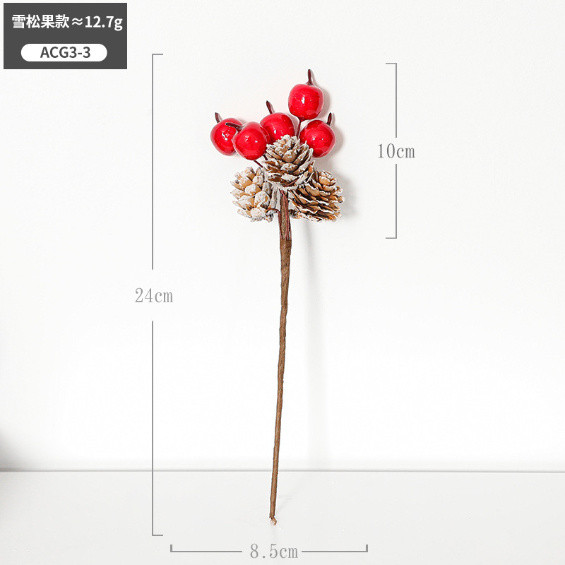 Venta al por mayor Navidad fruta roja ramas tres Navidad baya espuma fruta esquejes de árboles de Navidad simulación fruta grano flor arreglo Accesorios