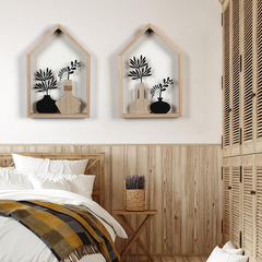 立体ドライフラワーフォトフレーム装飾素朴な木製壁装飾玄関リビングルームB&Bミルクティーショップ壁装飾ペンダント