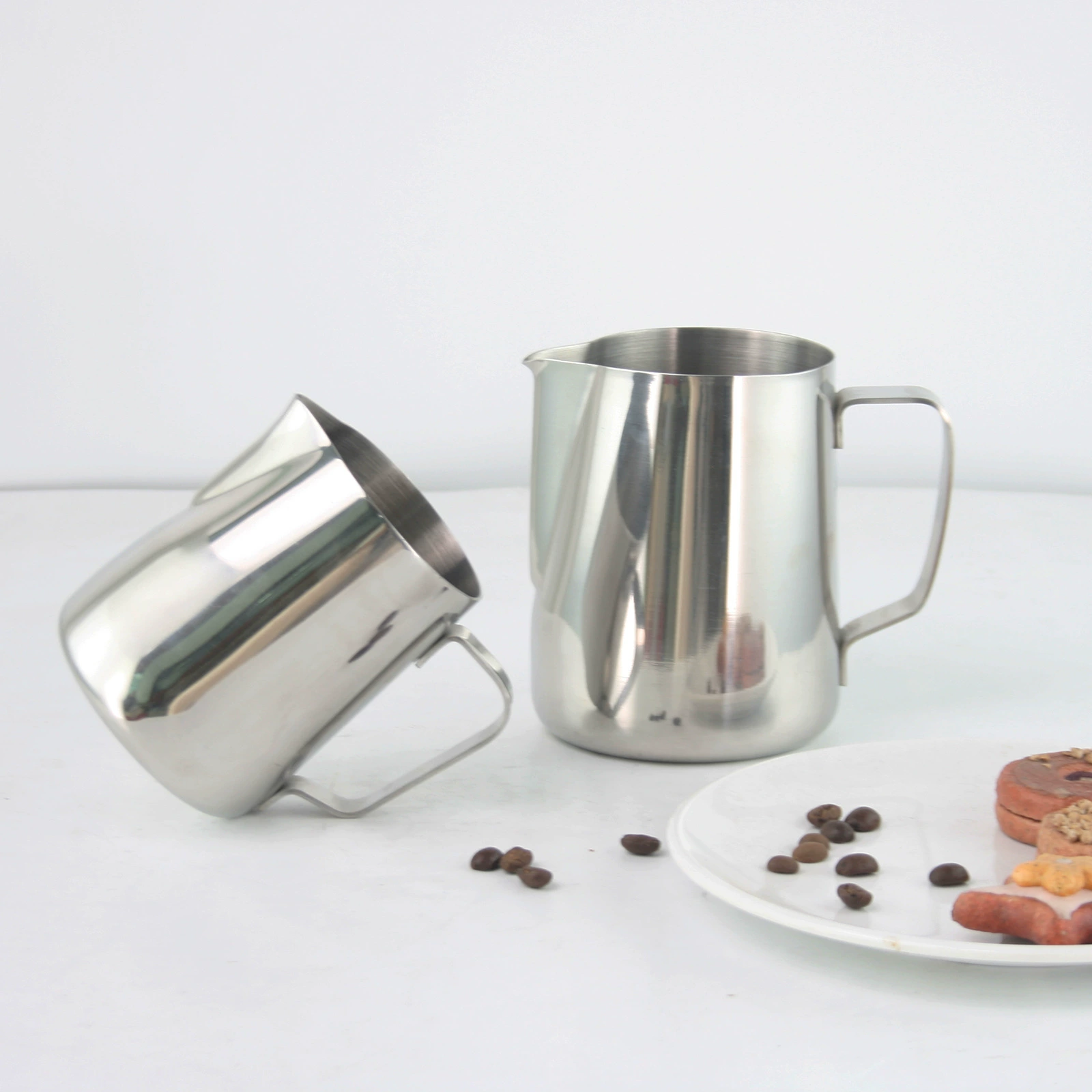 Чашка для кофе латте из нержавеющей стали, латте арт-хот, чашка из молочной пены, модный кувшин для молока латте искусства со шкалой, заостренный рот, многоемкость