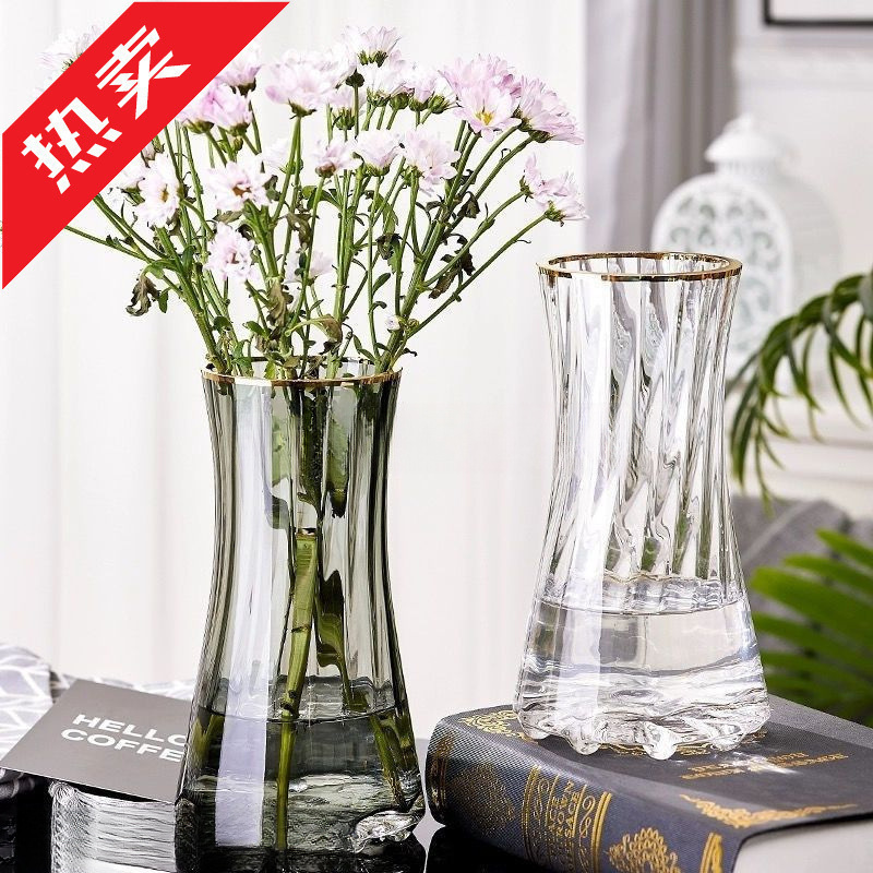 Flores de vidrio de lujo ligero y simple, flores de lirio de agua, arreglos de flores de la sala de estar nórdicos, adornos creativos.