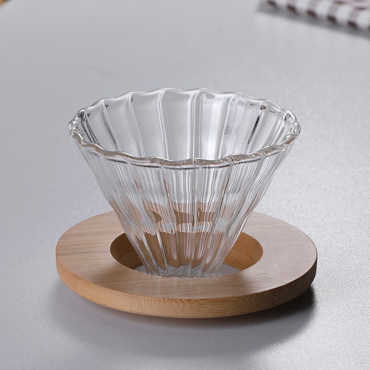 Cafetera de Vidrio Transparente con Rayas Verticales para Preparar Café en Hogar