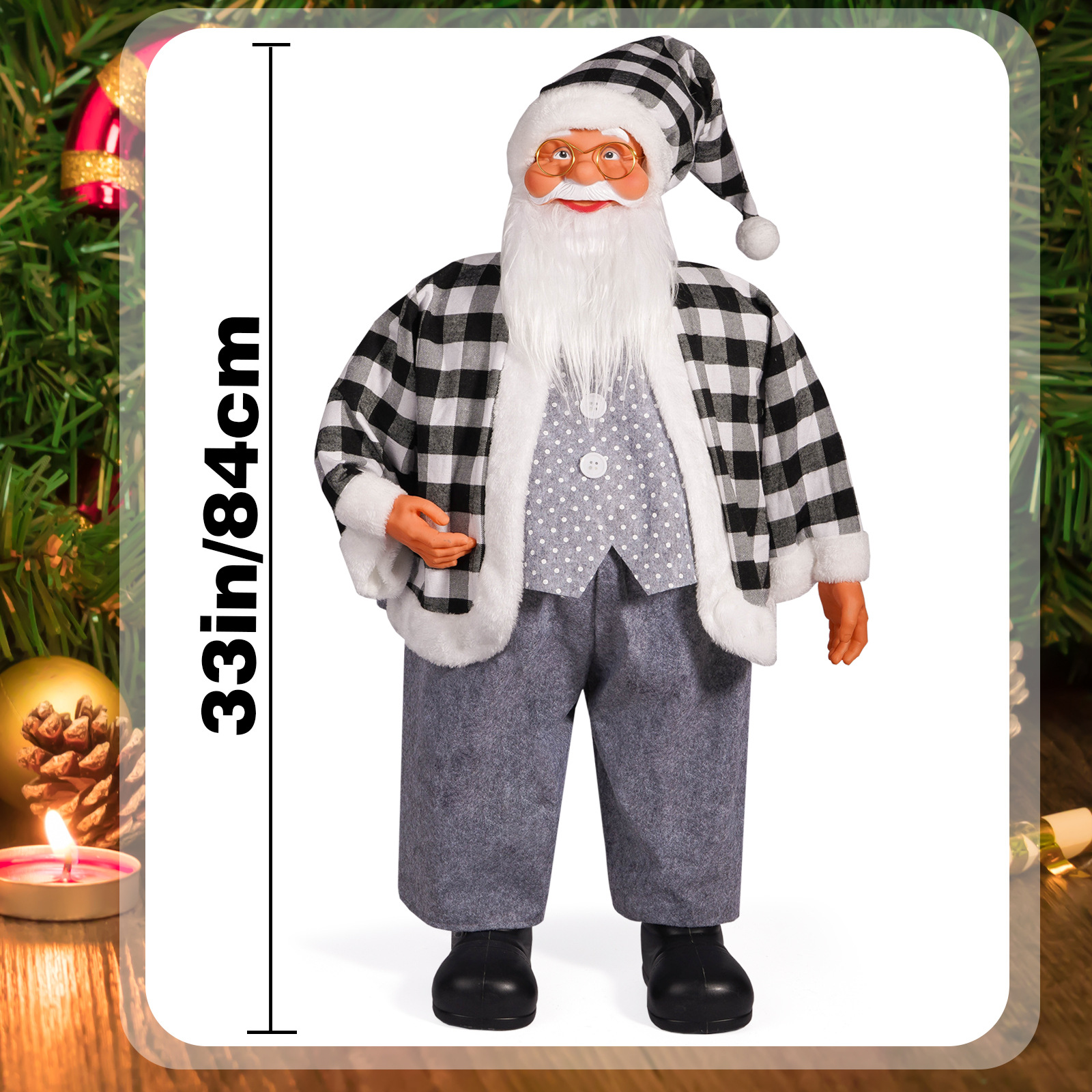 Navidad transfronteriza de 31 pulgadas Santa decoraciones grandes creativas decoraciones verdaderas adorables decoraciones navideñas