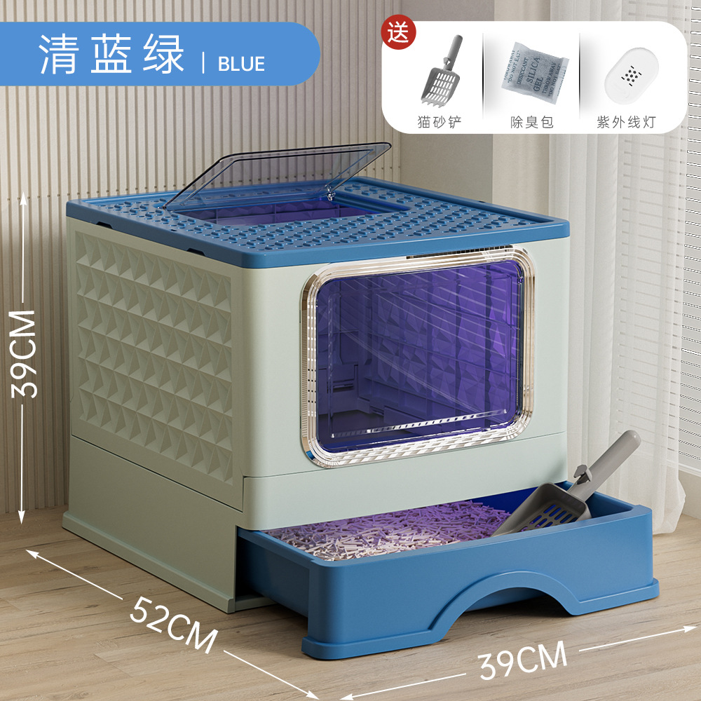 Caja de Arena para Gatos, Extra Grande, Tipo Cajón, Antisalpicaduras, Totalmente Cerrada, Suministros para Mascotas, Fabricante Original, Distribución al por Mayor