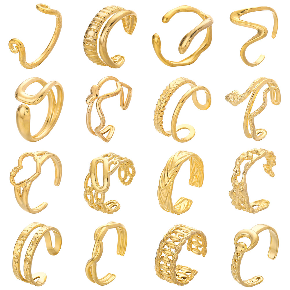 6g Weight Open Ring Classification Adjustable Ring Size 1 Piece Quantity Daily Occasion Stainless Steel Material Star, Heart Shape Pattern Women'S Gender Plating Design Simple Style Style Simple Style Star Heart Shape Stainless Steel Plating Open Ring 1 Piece 84
