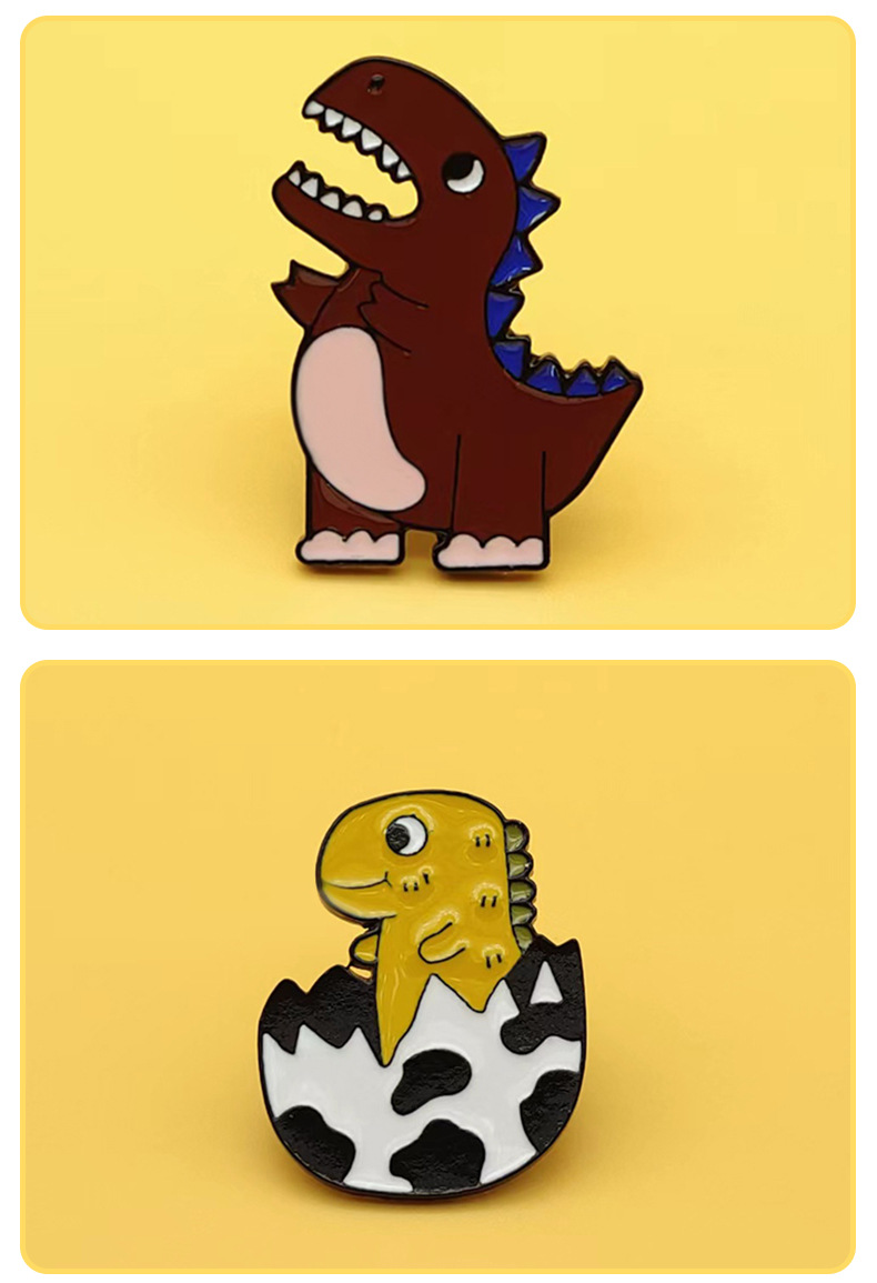 12g Weight Brooches Classification School Occasion Alloy Material Original Design Pin Dinosaur Alloy Stoving Varnish Kid'S Brooches