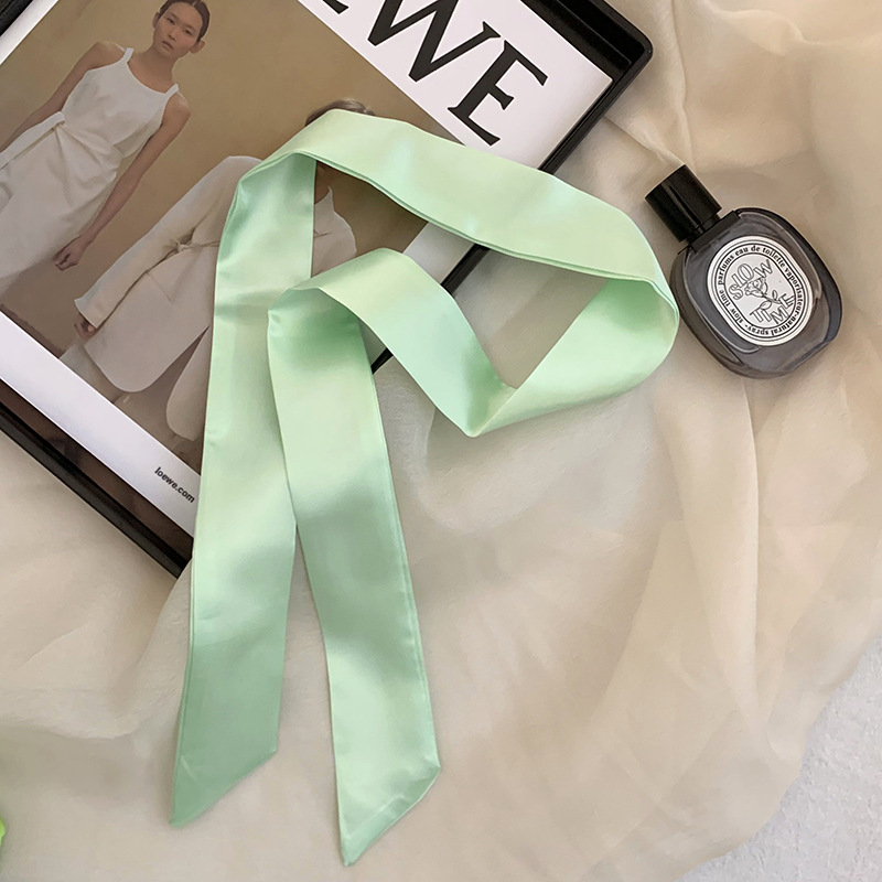 Pañuelo de seda de imitación, tira larga, sentido avanzado, nuevo estilo, color sólido, protección para el cuello, bufanda pequeña, bolsa atada, cinta para el cabello, diadema, cabello atado