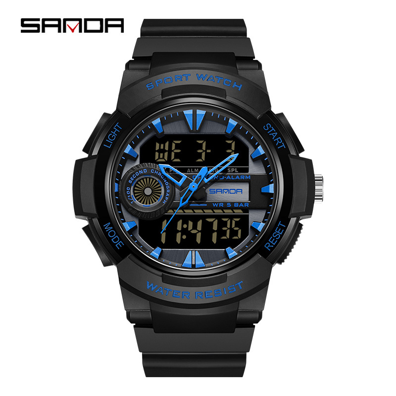 Sanda reloj nuevo 6082 reloj de moda Corea del Sur casual simple reloj deportivo multifuncional reloj electrónico