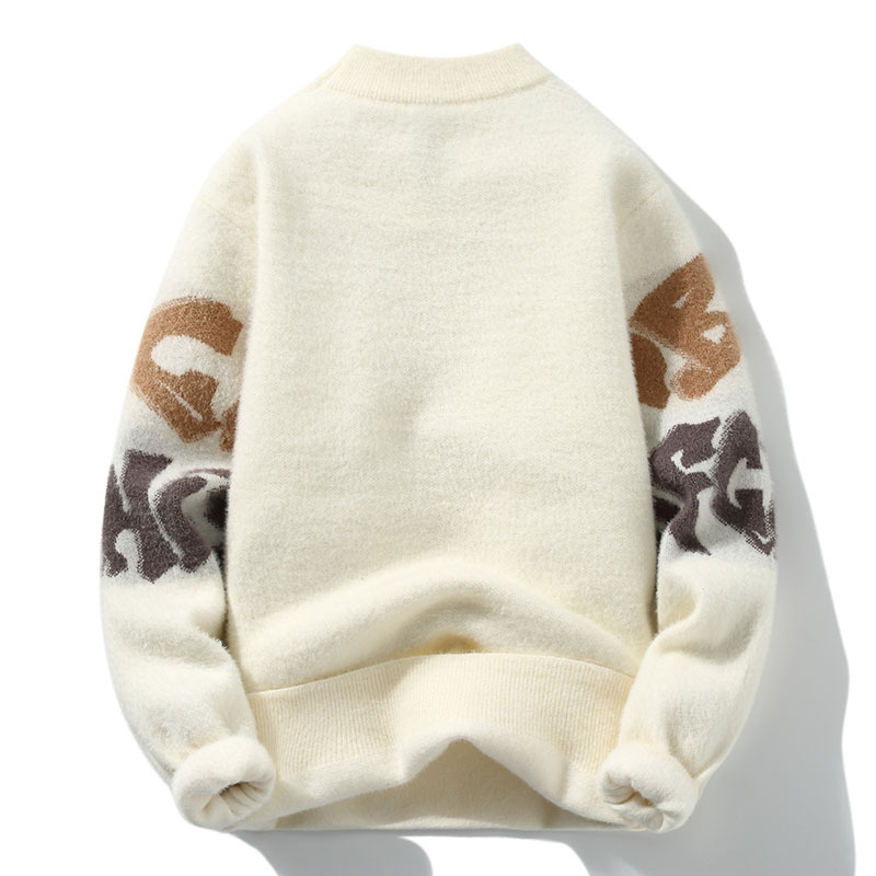 Ανδρικά Ρούχα Πλούσιο και χοντρό πουλόβερ με στρογγυλή λαιμόκοψη για άνδρες φθινόπωρο και χειμώνα, φετινό νέο ανδρικό casual ζεστό πλεκτό πουλόβερ με κάτω μέρος πουκάμισου_voghion.com