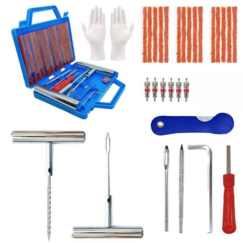 Kit de reparación de neumáticos para coche, kit de reparación de neumáticos de motocicleta, herramienta de reparación de coche, kit de emergencia para neumáticos.