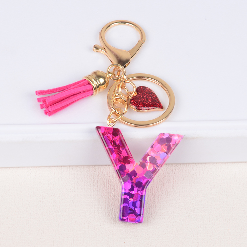 Lady Letter Heart Shape Resin Metal Epoxy Bag Pendant Keychain display picture 24