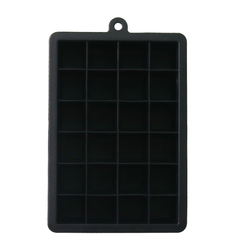 Cubo de hielo de silicona 24 rejilla cuadrado molde de cubo de hielo con tapa fabricante de hielo del hogar molde de cubo de hielo en stock al por mayor