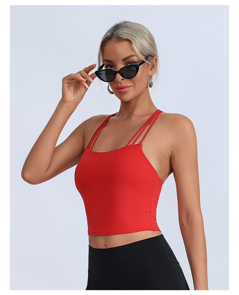 2026 nuevo producto de verano europeo y americano chaleco de yoga de mujer diseño cruzado de deporte cabina de secado rápido ropa de fitness transpirable