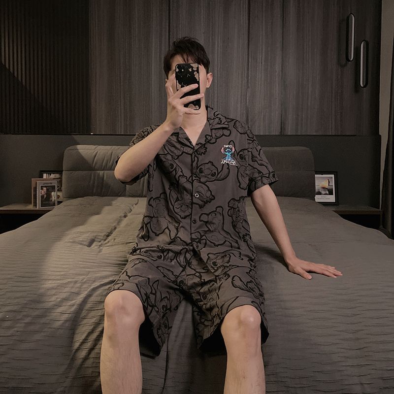 D.N-07 페어 짧은 회색 스티치 남자 카디건