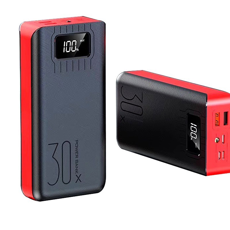 Pantalla digital de 30000 mAh carga rápida PD pantalla cuadrada fuente de alimentación móvil al aire libre larga duración de la batería de gran capacidad