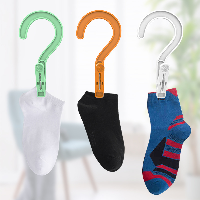 Inner clothes clip with hook seamless windproof plastic household functional clip dual-purpose thickened fixing clip drying clip