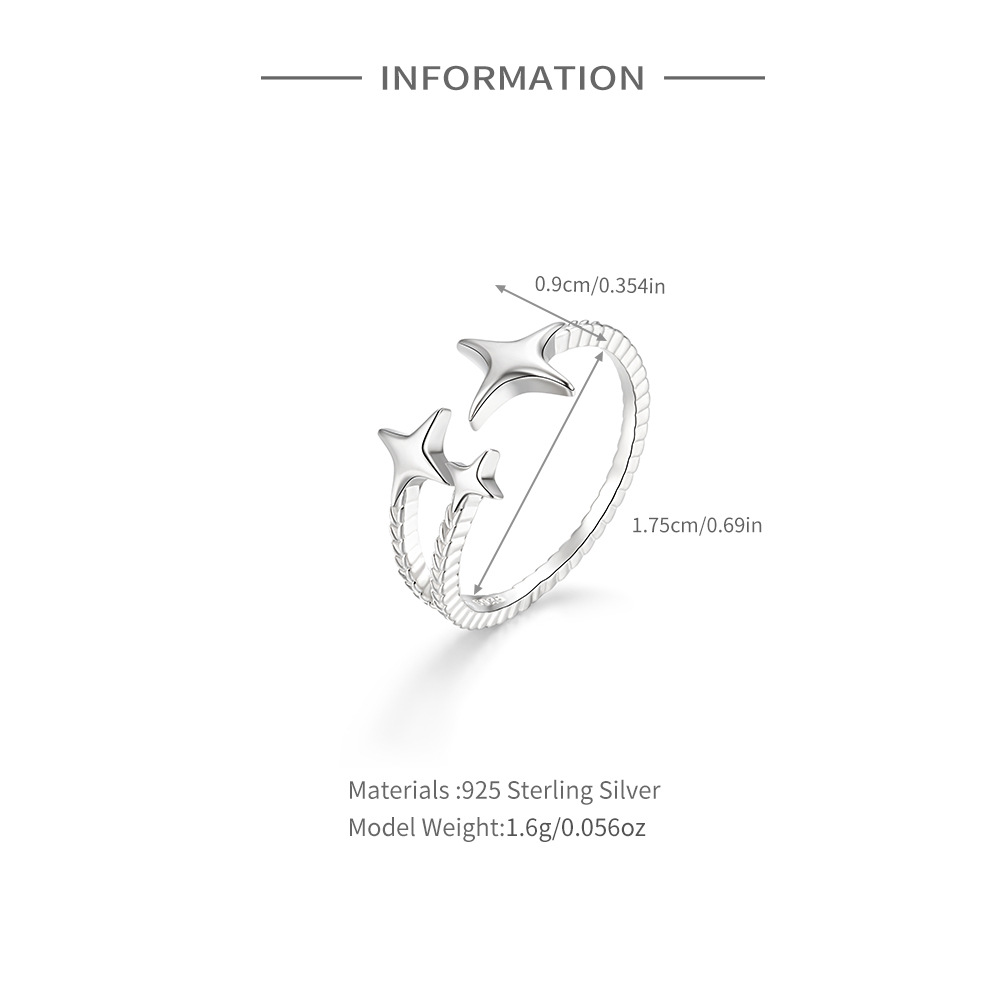 5g Weight Zircon Inlay Material Open Rings Classification Adjustable Ring Size 1 Piece Quantity Holiday, Daily Occasion 925 Sterling Silver Material Geometric Pattern Women's Gender Plating, Inlay Design Sweet Style 925 Sterling Silver Zircon Geometric Open Rings 4