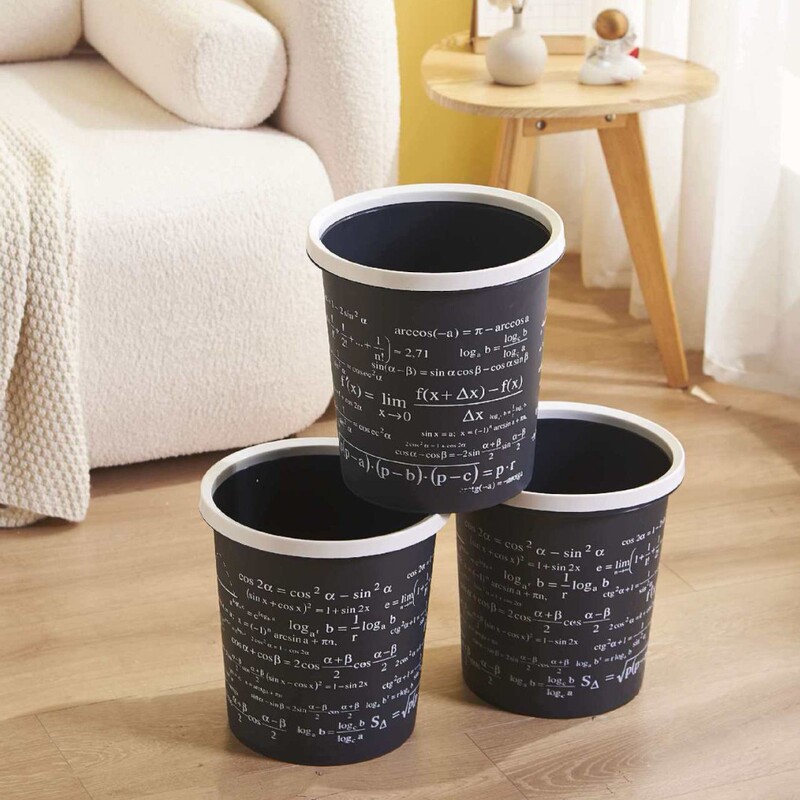 Digital Pattern Plastic Trash Can Without Lid, Large Capacity Waste Bin for Bathroom and Toilet, Household Use