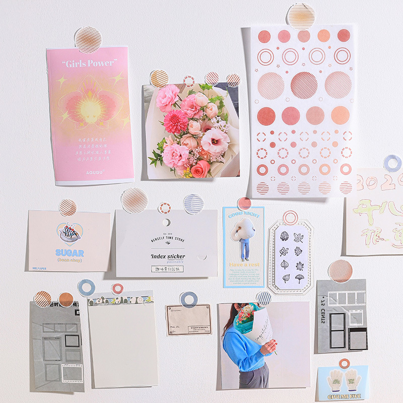 Diario de brote redondo divertido y pegatinas de papel diy diario de mano pegatinas decorativas retro transfronterizas marca pegatinas de círculo pequeño