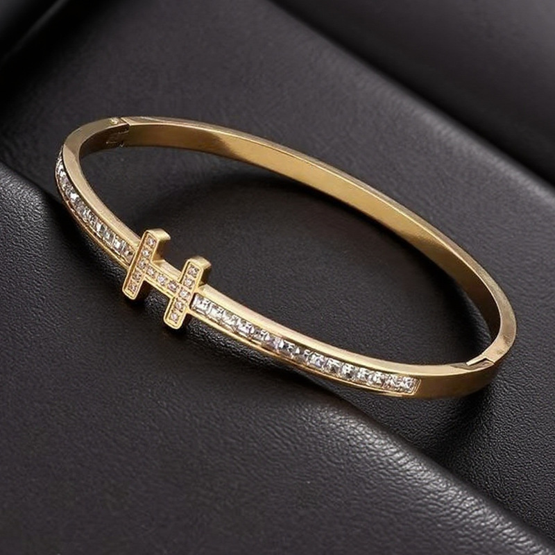 Titanium Steel Bracelet Does Not Fade, Cross-Border H-Shaped Diamond-Encrusted Stainless Steel Bracelet, Bracelet, Jewelry Bracelet, Niche, Versatile and Accessible Luxury Titanium Steel Bracelet Does Not Fade, Cross-Border H-Shaped Diamond-Encrusted Stainless Steel Bracelet, Bracelet, Jewelry Bracelet, Niche, Versatile and Accessible Luxury