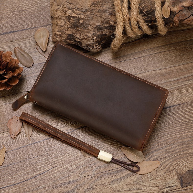 Crazy Horse Leather Long Wallet Men's Genuine Leather Men's Clutch Cowhide Zipper Bag Large Capacity Multi-Card Slot Wallet Crazy Horse Leather Long Wallet Men's Genuine Leather Men's Clutch Cowhide Zipper Bag Large Capacity Multi-Card Slot Wallet
