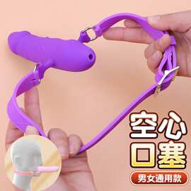 口塞黑色双头阳具男用女用口球捆绑束缚性用品成人玩具sm另类道具