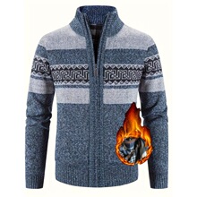 V 74465 Men's Color Block Knit Sweater ƴɫ��֯�� ŷ���羳