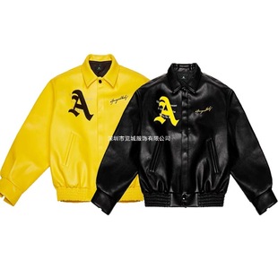 Cross-Border Hot-Selling High Street Trendy Autumn and Winter New Style Horse Logo Embroidered Casual Pu Leather Jacket for Men and Women