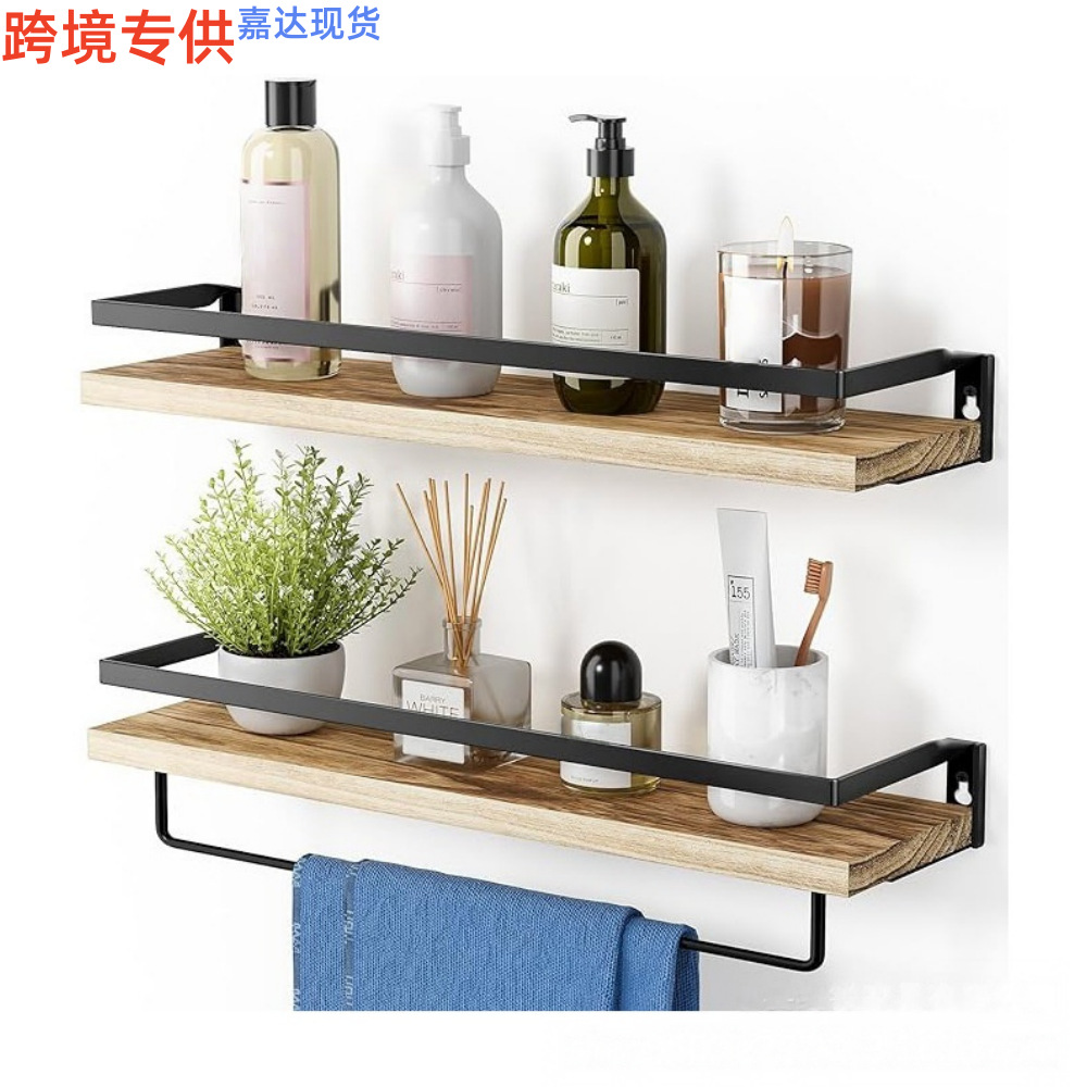 Cross-Border Suspended Wall Storage Rack Solid Wood Floating Rack Bathroom Kitchen Living Room Wall-Mounted Partition Storage Rack