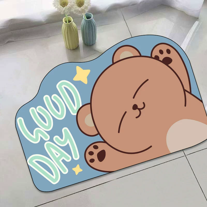 Мультяшная Bath Mat, 3D Face Blush Crystal Velvet, впитывающая влагу, разные размеры