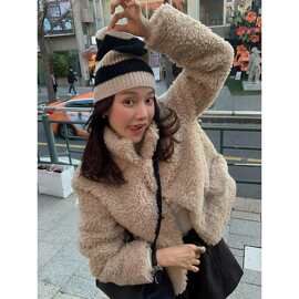 现 2025冬季新款韩国东大门toog*od减龄立领保暖毛茸茸外套