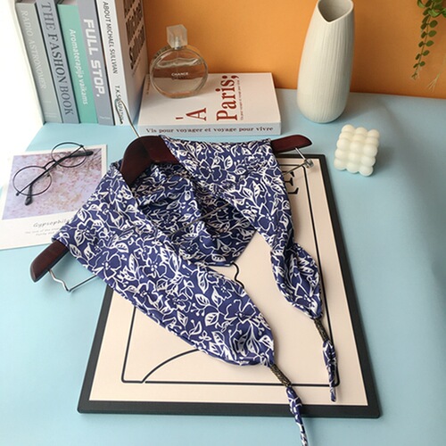 New triangle scarf double layer satin soft silky neck small silk scarf women's scarf Japanese shawl small floral wholesale