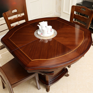 Shun Erda Retractable Dining Table and Chairs Round Size Variable Small Apartment Foldableing Household Solid Wood Chinese Long Table Round Table