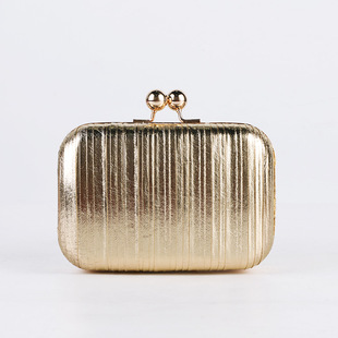 European and American Fashion Pleated Dinner Bag with Metal Color and Shiny Dress Bag Cross-Border Women's Bag Versatile Evening Bag Dropshipping
