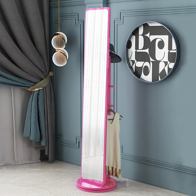 Espejo de cuerpo entero, espejo de piso para vestir, espejo de probador de dormitorio doméstico para niñas, espejo grande tridimensional móvil giratorio de viento