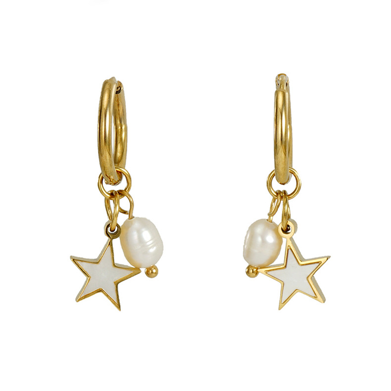 Star Pattern Women'S Gender 1 Pair Fashion Star Plating 304 Stainless Steel Shell 18K Gold Plated Stainless Steel Earrings