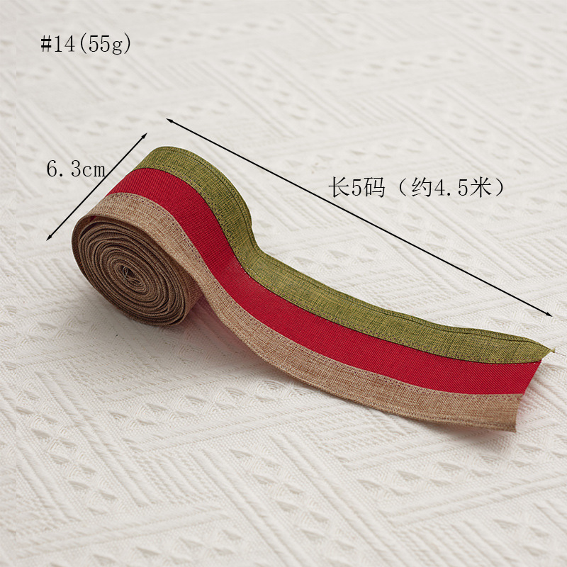 Buscando madera colgante de árbol de Navidad cinta DIY arco material decoración 5cm cinta de Navidad impresión lino