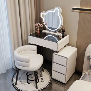 Solid Wood Dressing Table, Slate Bedside Dressing Table, Simple Rental House Dressing Table with Cupboard, Internet Celebrity Small Apartment Home