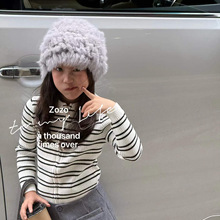 明希童装ZOZO儿童秋装新款2026童针织衫女童长袖最针织套头衫条纹