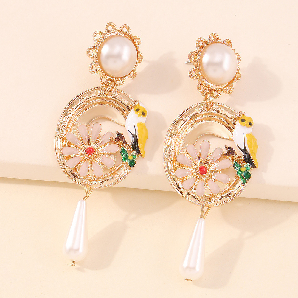 Baroque Alloy Oil Drop Flower Earrings display picture 7