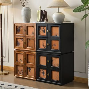 Vintage Chinese-Style Tv Cabinet with Drawers, Bedside Table, and Cloud Silk Combination Cabinet
