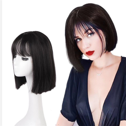 Amazon wig for women European and American fashionable chemical fiber wig for women with bangs, short straight hair Bobo wig for women manufacturer
