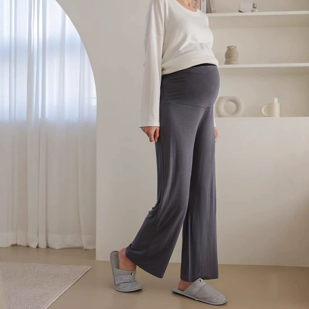 【В наличии 88087-1】Брюки для беременных, не сдавливающие живот, домашние брюки из модала с высокой талией, регулируемые для ношения на улице во время беременности.