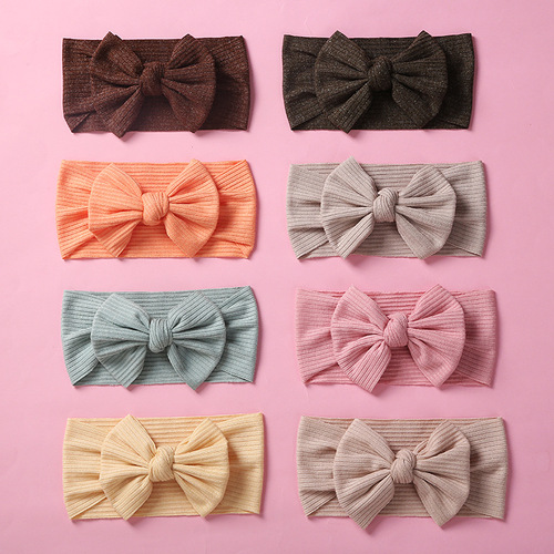 23-Color Western-style New Children's Headband, Baby Pit Strip Knitted Hair Band, High Elasticity Baby Butterfly Bow Headband for Girls