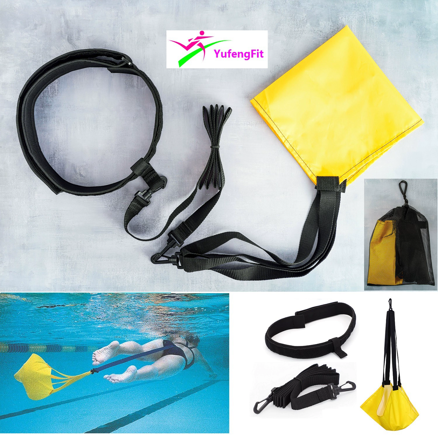 Набор для тренировок с регулируемым сопротивлением: водонепроницаемый утяжеленный зонт для плавания и силовых тренировок, с тренажером от производителя