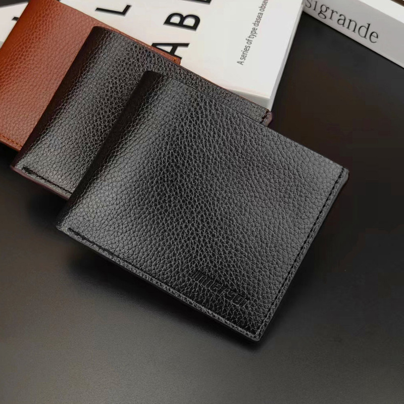 Short wallet with zipper men's wallet Horizontal Men's wallet wholesale ultra-thin student two-fold simple PU leather Short wallet with zipper men's wallet Horizontal Men's wallet wholesale ultra-thin student two-fold simple PU leather