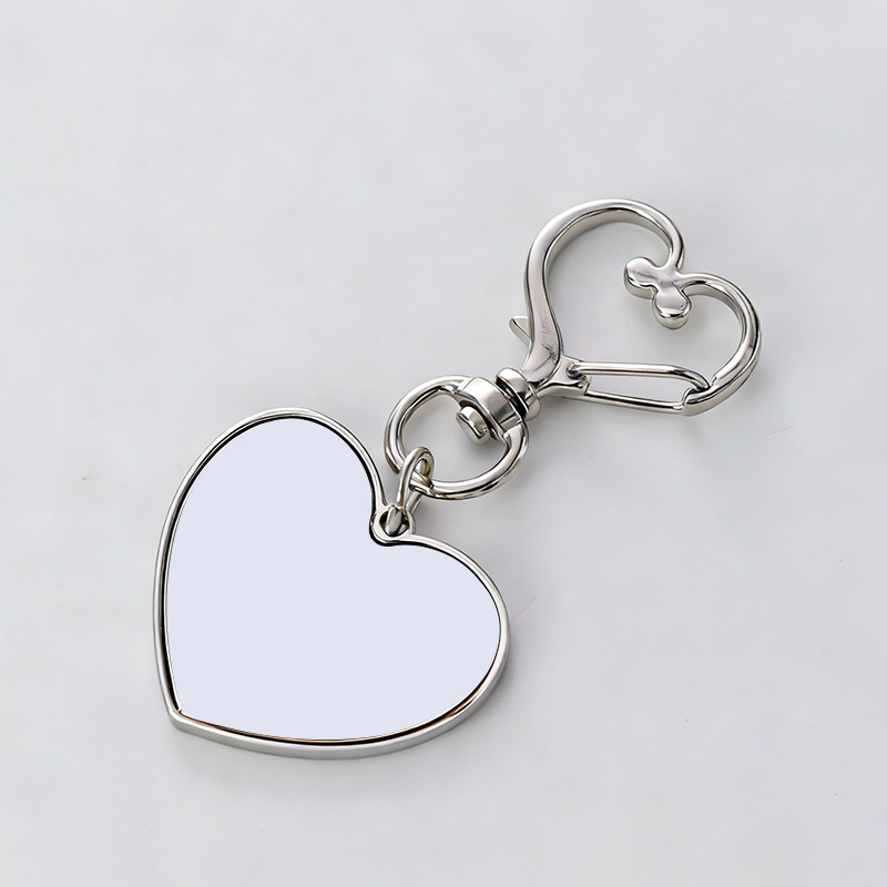 Llavero con transferencia térmica en blanco para el Día de San Valentín, con forma de corazón, grabado con foto familiar, accesorio colgante para bolso