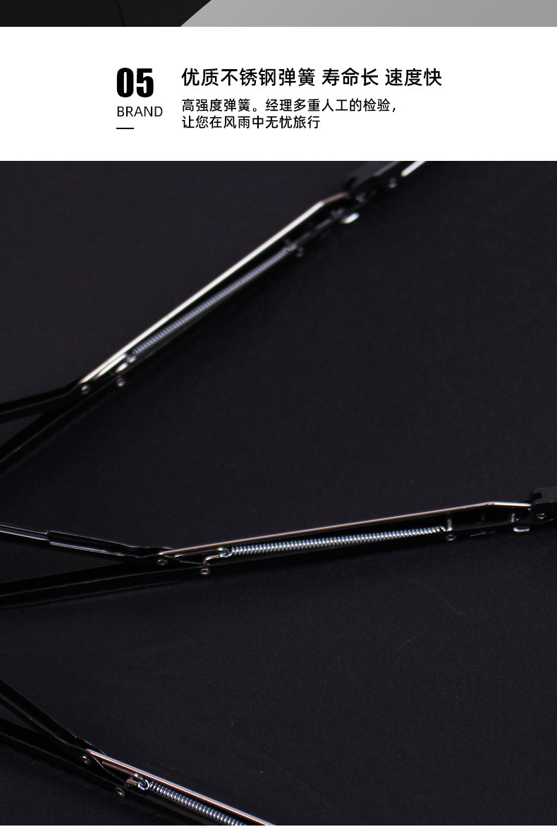 23寸10骨自动开收190T碰击布雨伞纤维骨架防风