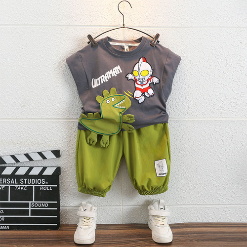 Kamen Rider clothes boys' set summer stylish new children sleeveless cool baby internet celebrity sports fashion children's clothing 