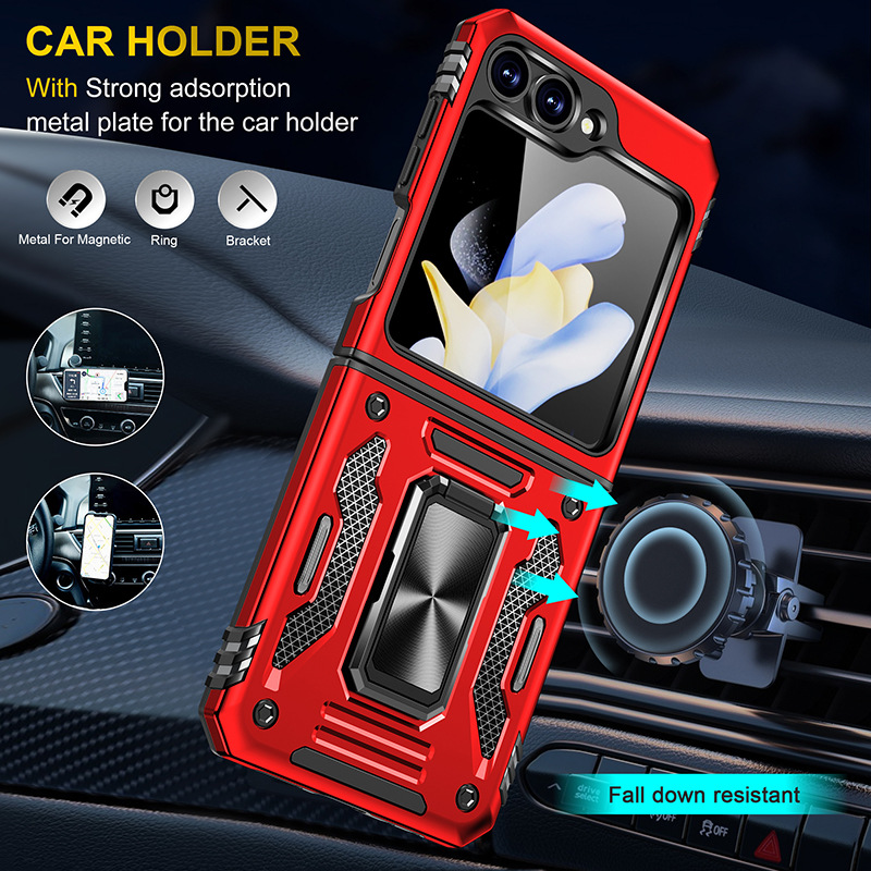 Adecuado para Samsung Z Flip6 Passenger empuja la ventana soporte giratorio funda para teléfono móvil Flip5 funda protectora anticaída magnética para automóvil